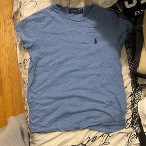 Unisex polo Ralph Lauren plain blue tee.